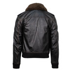 Saint Laurent Paris // Leather Patch Shearling Collar Aviator Jacket // Black (Euro: 46)