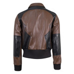 Neil Barrett // Leather Zip-Up Jacket// Brown (S)