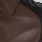 Neil Barrett // Leather Zip-Up Jacket// Brown (S)