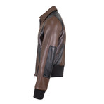 Neil Barrett // Leather Zip-Up Jacket// Brown (S)