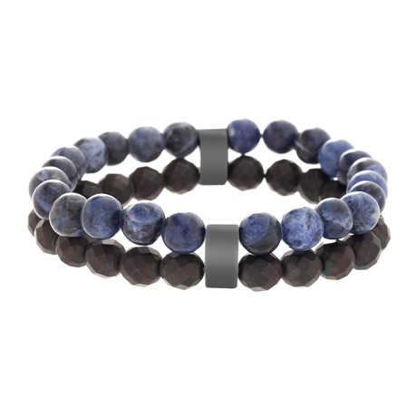 Double Layer Beaded Bracelet // Black