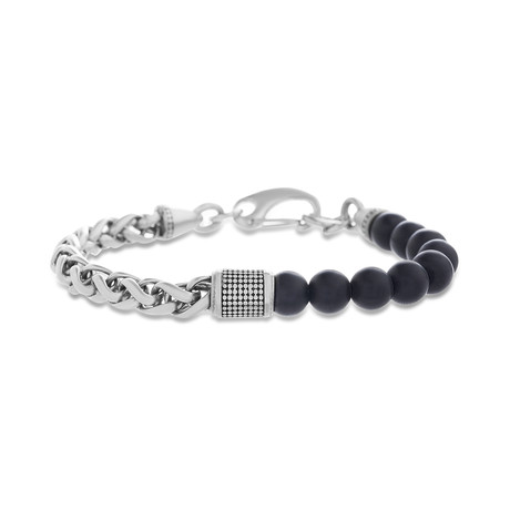 Chain + Beaded Bracelet // Black + Silver
