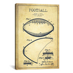 Football Vintage Patent Blueprint // Aged Pixel (18"W x 26"H x 0.75"D)