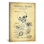 Football Helmet Vintage Patent Blueprint // Aged Pixel (18"W x 26"H x 0.75"D)