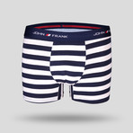 Solid + Striped Boxer // Blue + White // Set of 3 (M)