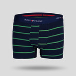 Solid + Striped Boxer // Blue + Green // Set of 3 (L)