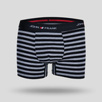 Solid + Striped Boxer // Black + Gray // Set of 3 (XL)