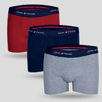 Solid Boxer // Red + Blue + Gray // Set of 3 (L)