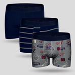 Campus Boxer // Gray + Blue // Set of 3 (S)