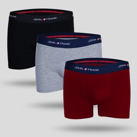 Solid Boxer // Red + Black + Gray // Set of 3 (S)