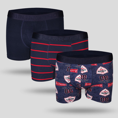 Campus Boxer // Red + Blue // Set of 3 (XS)