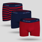 Solid + Striped Boxer // Red + Blue // Set of 3 (XS)