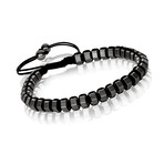 Gunmetal Adjustable Beaded Bracelet // Black + Gunmetal