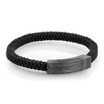 Square Leather Bracelet // Black (7.7"L)