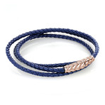 Leather Wrap Bracelet // Rose + Navy