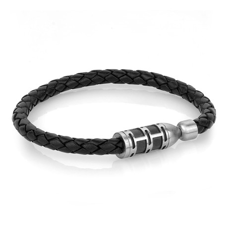 Bullet Leather Bracelet // Black (7.7")