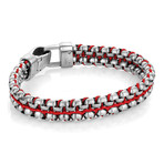 Nylon + Steel Double Row Bracelet // Red (8")