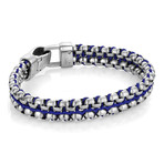 Nylon + Steel Double Row Bracelet // Blue