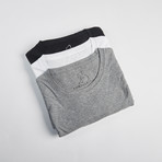 Essentials Crew Neck Short-Sleeve Tee // Black + White + Gray // Pack of 3 (M)