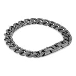 Stainless Steel Cuban Link + CZ Bracelet // 10.5mm // Black