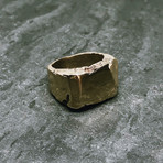 Block Chip Signet in Antiqued Brass (8.5)