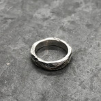 Etched Stacker Ring in Oxidized Silver (7.5)