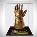 Infinity Gauntlet Articulated + Electronic Prop // Stan Lee + Josh Brolin Signed // Custom Museum Display (Signed Gauntlet Only)