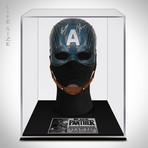 Captain America // Chris Evans + Stan Lee Signed Mask Prop // Custom Museum Display (Signed Mask Only)