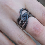 Snake Ruthenium Plated Ring // Black (11)