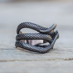 Snake Ruthenium Plated Ring // Black (6)
