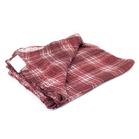 Brunello Cucinelli // Women's Plaid Linen Scarf Wrap // Red (Red)