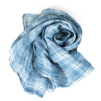 Brunello Cucinelli // Women's Plaid Linen Scarf // Blue (Blue)