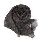 Brunello Cucinelli // Unisex Textured Linen Scarf Wrap // Gray