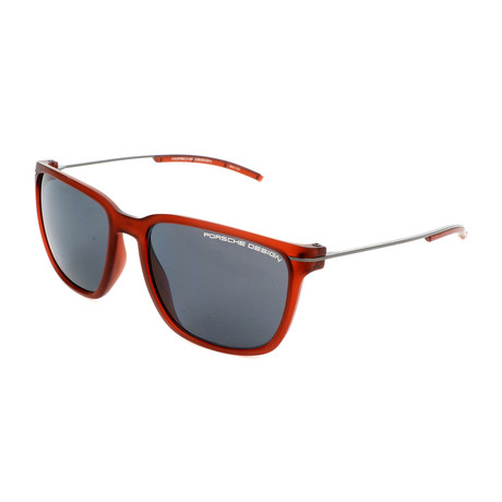 Unisex P8637 Sunglasses // Transparent Red + Gray Blue