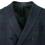 Caruso // Plaid Cashmere Double Breasted Sport Coat // Blue (US: 48R)