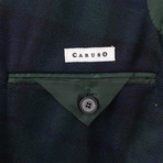 Caruso // Plaid Cashmere Double Breasted Sport Coat // Blue (US: 50R)