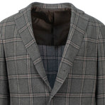 Plaid Wool Blend 3 Roll 2 Button Sport Coat // Green (US: 50R)