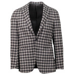 Plaid Wool 3 Roll 2 Button Sport Coat // Brown (US: 46R)