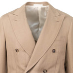 Double Breasted Herringbone Cotton Sport Coat // Brown (US: 50R)