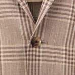 Plaid Wool Blend 2 Button Sport Coat // Brown (US: 46R)