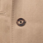 Double Breasted Herringbone Cotton Sport Coat // Brown (US: 46R)