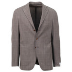 Plaid Wool 3 Button Sport Coat // Brown (US: 48R)