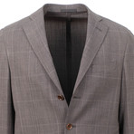 Plaid Wool 3 Button Sport Coat // Brown (US: 46R)