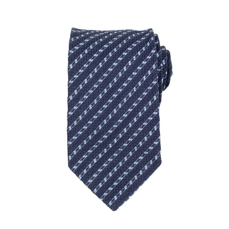 Ermenegildo Zegna // Striped Woven Silk Tie // Blue