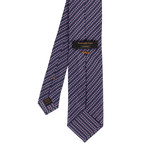 Ermenegildo Zegna // Striped Basketweave Woven Silk Tie // Purple