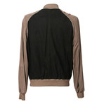Two Tone Leather + Suede Bomber Jacket // Gray + Brown (XL)