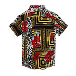 Floral + Chains Woven Shirt // Red + Yellow (2XL)