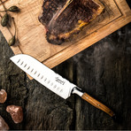 Santoku Knife + Wooden Cutting Board