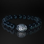Lava Rock + Stainless Steel Lion King Bracelet // Black