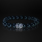 Lava Rock + Stainless Steel X Sign Bracelet // Black